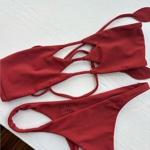 Benoa Swim Red Strappy Bikini Set